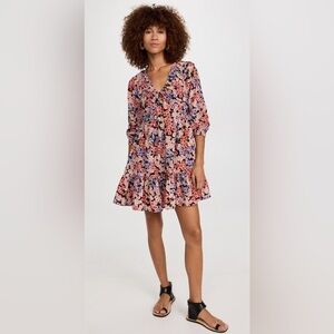 NWT BANJANAN Macaw Multicolor Billowy Lightweight Floral Mini Dress Size: Medium